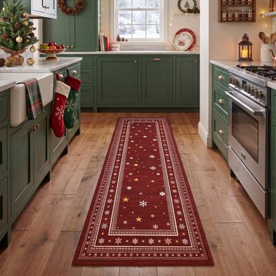 Garvee Christmas Star Snowflakes Area Rug