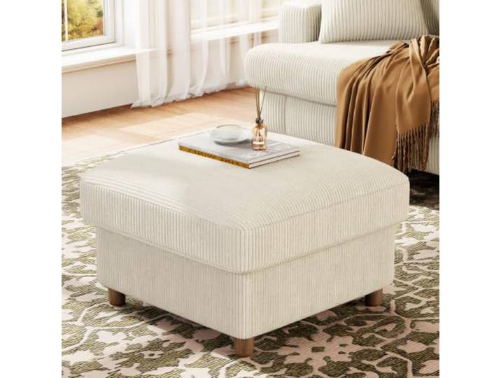 Kidirect Cord Sofa 1 Sitzer, 64CM Couch für Wohnzimmer Sofa, Beige Big Hocker mit Stauraum für Kidirect Cord Sofa, Beige