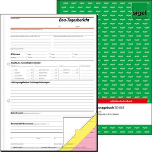Sigel Bautagebuch SD 063, A4, für Bauleiter, 3 x 40 Blatt, selbstdurchschreibend