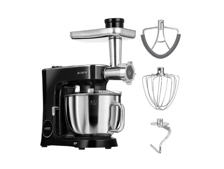 MPM Küchenmaschine MRK-26, 2600 W, 3-in-1, Planetensystem, 11 Stufen, 45 °C, LED, Fleischwolf, Raspel