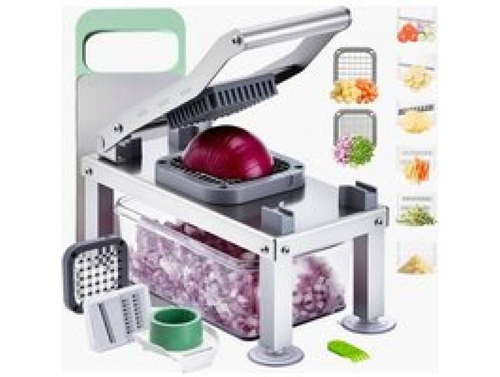VEVOR Groentesnijder, Mandolinesnijder, Alles-in-1 Groentesnijder met 8 roestvrijstalen messen, Kaasrasp, Uien- en aardappelsaladesnijder met opvangbak, Keukengereedschap en Essentiële Huishoudelijke Apparaten