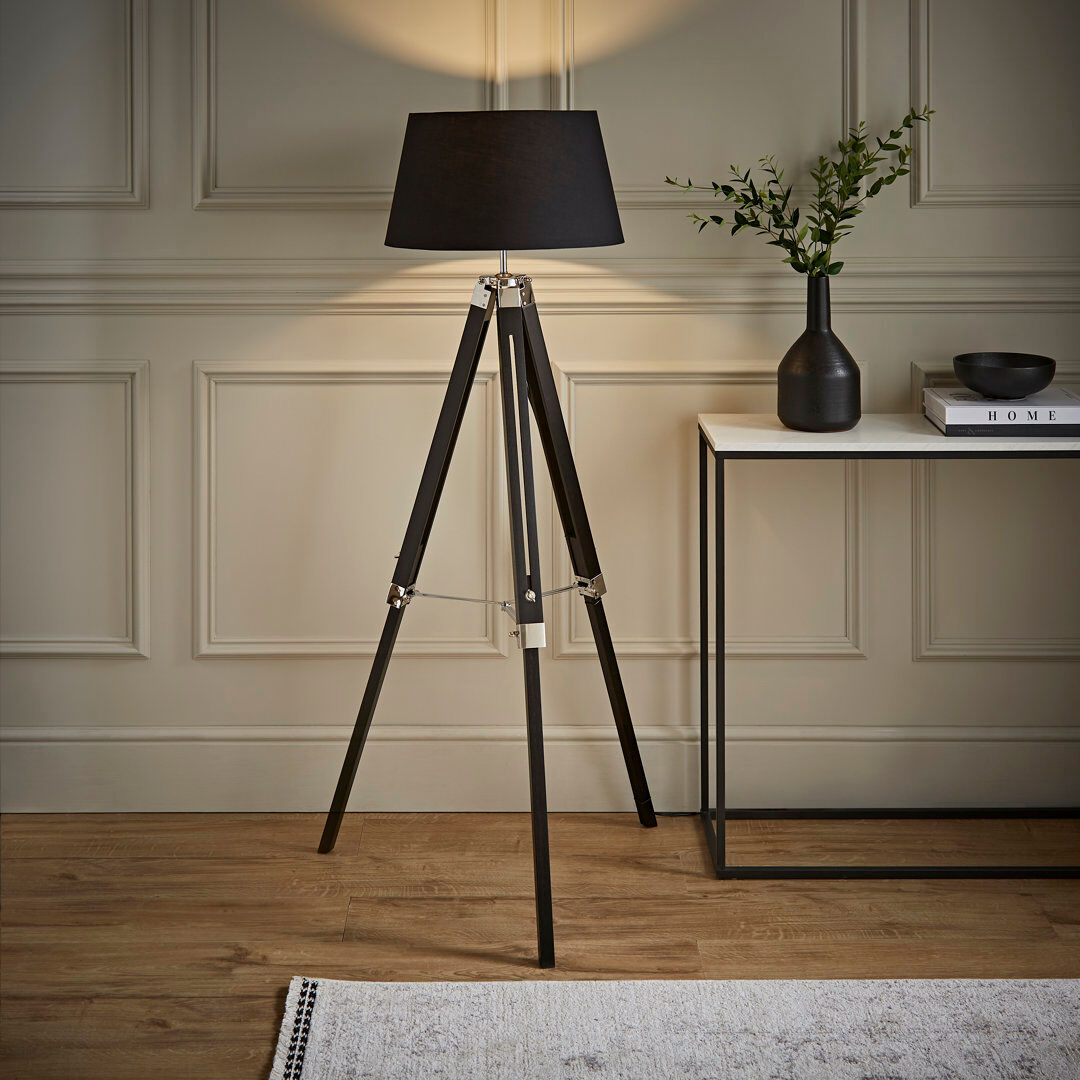 Brayden Studio Bella Vista 175cm Tripod Floor Lamp Black 175cm H X 72cm W X 72cm D