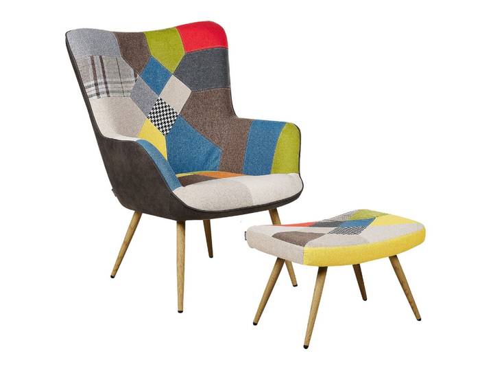 SESSEL Patchwork mehrfarbig mit Hocker Vejle