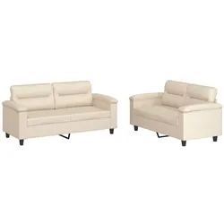vidaXL 2-tlg. Sofagarnitur mit Kissen Beige Mikrofasergewebe