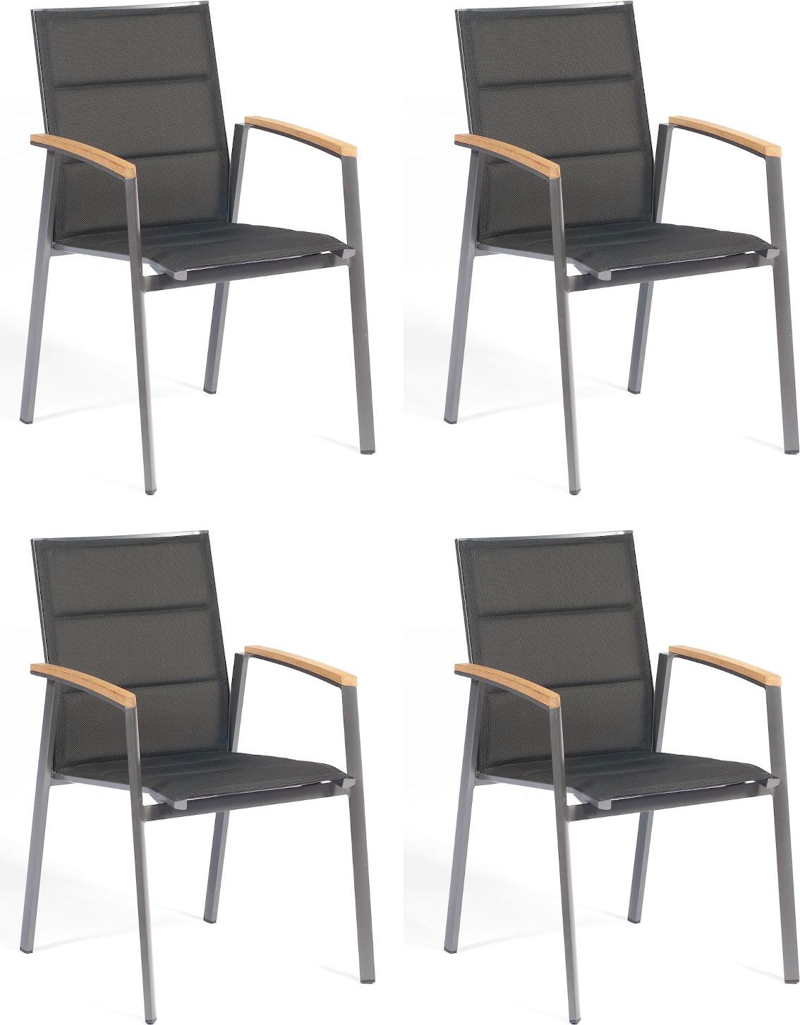 Sonnenpartner 4er-Set Stapelstühle Sierra Aluminium/Textilen anthrazit Stapelstuhl