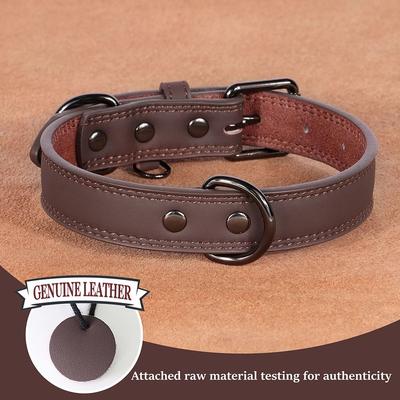 Uplift Picks Soft Genuine Leather Dog Collar Durable Pet Collar For All Dog Sizes brown xl