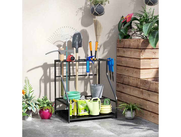 Outsunny Organiseur Outils Garage 3 Niveaux Orange 84x53x73 cm