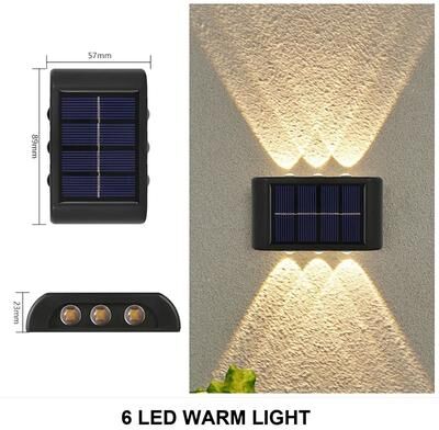 Uplifted Finds Outdoor Solar Wall Lamp Waterproof Up And Down Light 10 Pcs 6 Leds Warm
