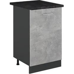Vicco, Regal, Küchenunterschrank R-Line, Beton/Anthrazit, 50 cm Arbeitsplatte Anthrazit (60 x 50 x 81.60 cm)