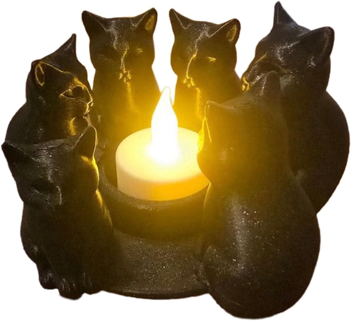 Kandelaar Zwarte Kat - Theelichthouder Decoratie - Lengte: 128 cm - Zwart