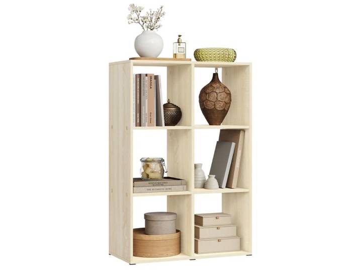 Bibliothèque WOLTU - 6 Cubes en Bois - Étagère Rangement Peut être placé à l'horizontale - Chêne Clair W0ATT0909