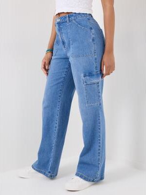 Plus Size Women's Denim Cargo Pants by Joe Browns in Light Blue (Size 12 W)