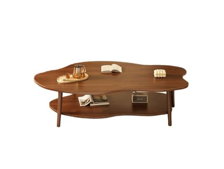 2-stufiger Couchtisch in Wolkenform, Couchtisch aus Holz in Wolkenform, moderne Mitteltische aus der Mitte des Jahrhunderts, ovale Holztische mit Stauraum für Wohnzimmer, Wohnung, 80 x 40 x 40 cm