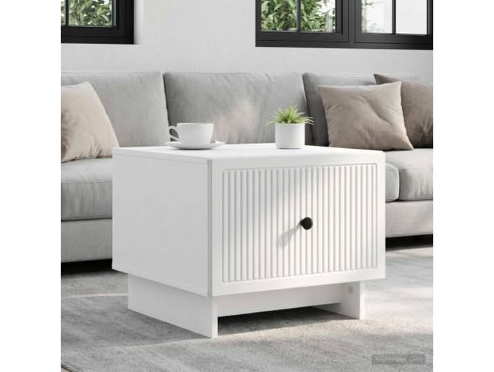 pokgdf Couchtisch mit Schubladen Weiß 49 x 50 x 40 cm Holzwerkstoff Stauraum, Schubladen, Fächer, glatte Oberfläche, pflegeleicht, vielseitig, modern, stabil