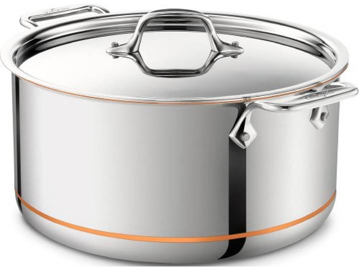 All-Clad 6508SS EURO Copper-Core Fleisch und Gemüsetopf mit Deckel, Topf 7.6 L, 26.7 cm