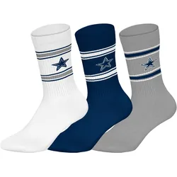 NFL Unisex Socken, 3er Pack - NFL Teams, 3Pack Crew Socks, Football, Logo, Baumwollmischung Dallas Cowboys / 39-42