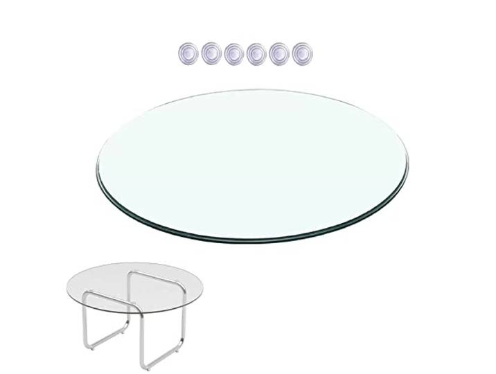 WORDFUN 80/85/90cm Runde Tischplatte Aus Gehärtetem TransparentGlas, Rund Tischplatte Glasplatte, Tisch Glasscheibe Für Couchtisch Esstisch, Kaminglas DIY Tisch, Sicherheitsglas Dicke 7mm
