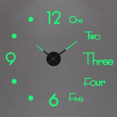 Uplifted Goods Contemporary 3D Oversized DIY Mirror Wall Clock 016 Luminous 1.31 1.64 Ft 2d