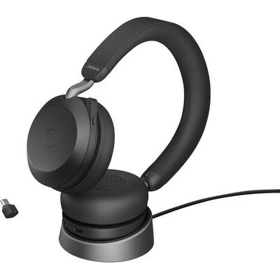 Jabra Evolve2 75 On Ear Headset kabelgebunden Schwarz Batterieladeanzeige, Mikrofon-Stummschaltung Telefon -