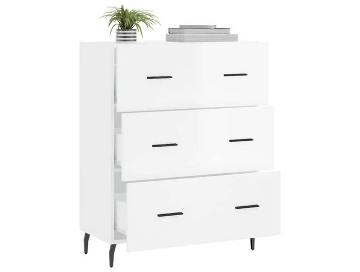 Meuble Rangement - HAOSHOP - Buffet Blanc brillant 69 5x34x90 cm Bois d'ingénierie&01_34622