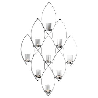 Wandkerzenhalter FINK "MARUF", silber (silberfarben), B:46cm H:84cm T:6cm, Edelstahl, Kerzenhalter