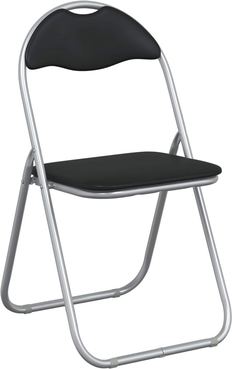 vidaXL Set van 8 Inklapbare Stoelen van Kunstleer - Zwart en Grijs