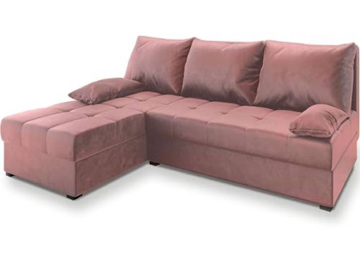 Masseno Ecksofa Rita mit Schlaffunktion L-Form, Modern Sofa mit Bettkasten, Wohnzimmersofa, Couch, Soffa, Bettsofa, Couchgarnitur - Rosa, Kronos 27