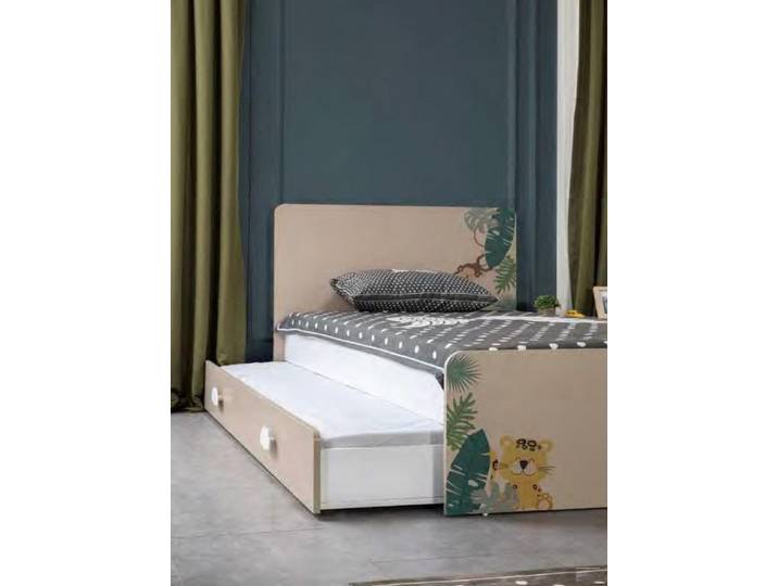 JVmoebel Kinderbett Mädchen Einzelbett aus Holz mit modernem Design in Natur und Weiß (1-tlg., Bett), Made in Europa