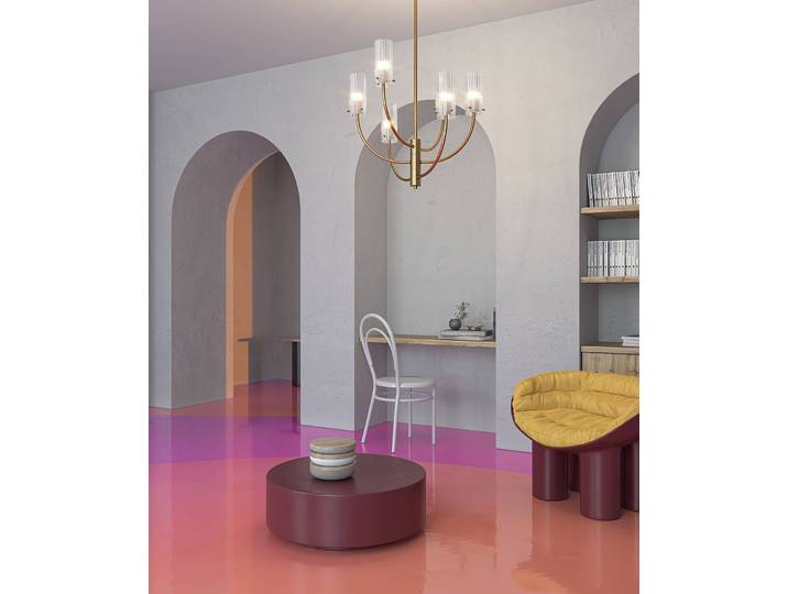 Suspension Arco Ø 61cm Laiton Verre transparent / Métal mixte G9
