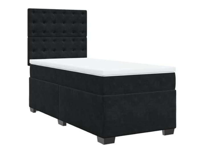 Makastle Boxspringbett mit Matratze Schwarz 80x200 cm Samt Taschenfederkern