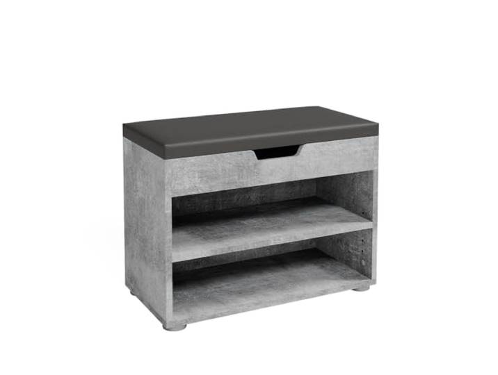 Vicco Schuhbank Rolfe, Beton, 60 x 45 cm zur Aufbewahrung von Schuhen und kompatibel mit Rolfe Möbeln