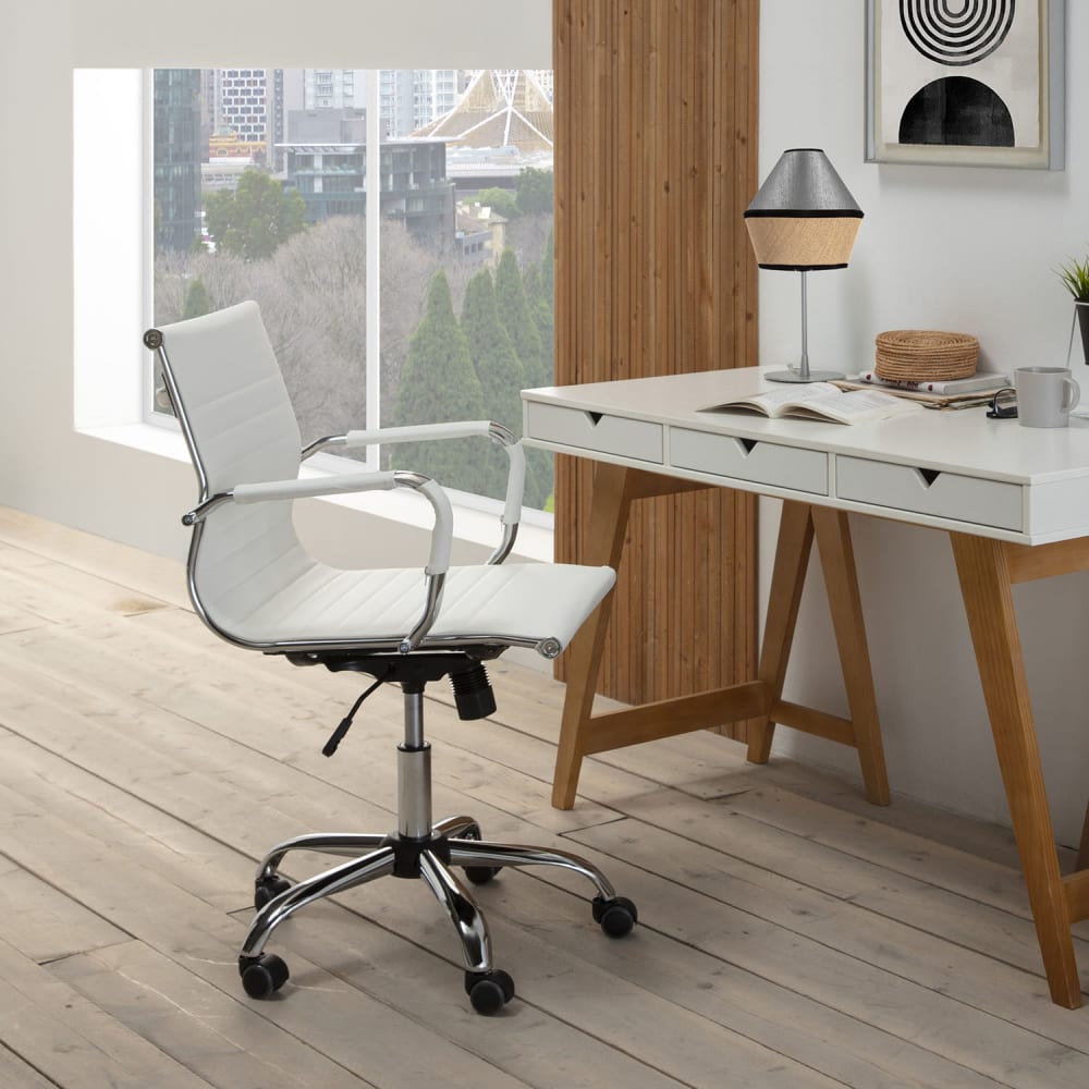 HOMN Fauteuil de bureau inclinable blanc,cuir synthétique Blanc 62x91x54cm