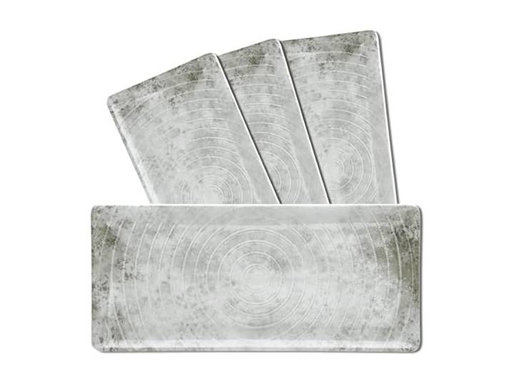 Van Well Korfu Servierplatte 29 x 13 cm grau aus Porzellan – 4er Set rechteckige Platte zum Servieren