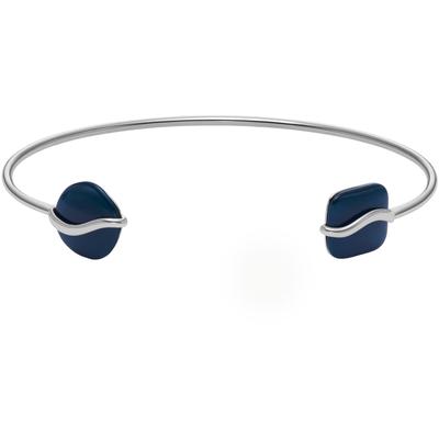 Armspange SKAGEN "Schmuck Geschenk Edelstahl SOFIE SEA GLASS", blau (edelstahlfarben, dunkelblau, dunkelblau), Armbänder, Damen, 16,5cm, Edelstahl, glänzend, Armspange, mit Glasstein