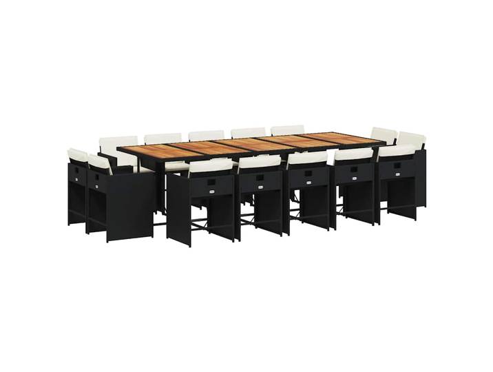 Vidaxl Ensemble À Manger De Jardin 15 Pcs Coussins Noir Résine Tressée