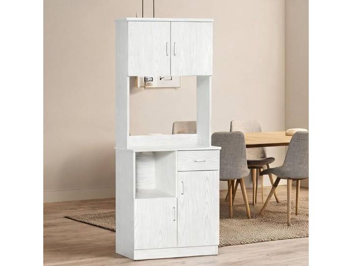Buffet haut 178 cm 4 portes 1 tiroir blanc contemporain panneaux de particules