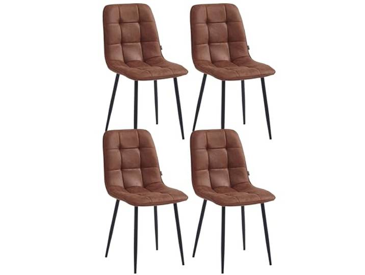 Colenis Ela Esszimmerstühle, 4er-Set – Elegante, Moderne Polsterstühle mit ergonomischem Design – Bequeme, stilvolle Sitzgelegenheiten für Küche, Esstisch, Wohnzimmer oder als Akzent - Braun