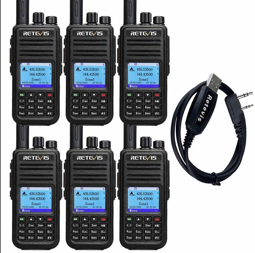 Retevis RT3S DMR Funkgeräte 6 STK, GPS Dualband Amateurfunk, 3000 Kanäle DTMF Aufnahmefunktion, Kompatibel mit MOTOTRBO TierI& II für Funkamateure