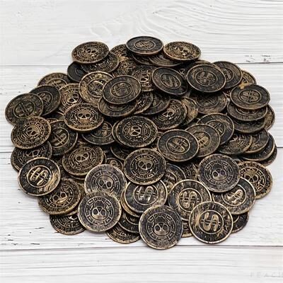 Uplifted Finds Retro Plastic Pirate Gold Coins Set Treasure Chest Party Favors & Game Props 10 Pcs