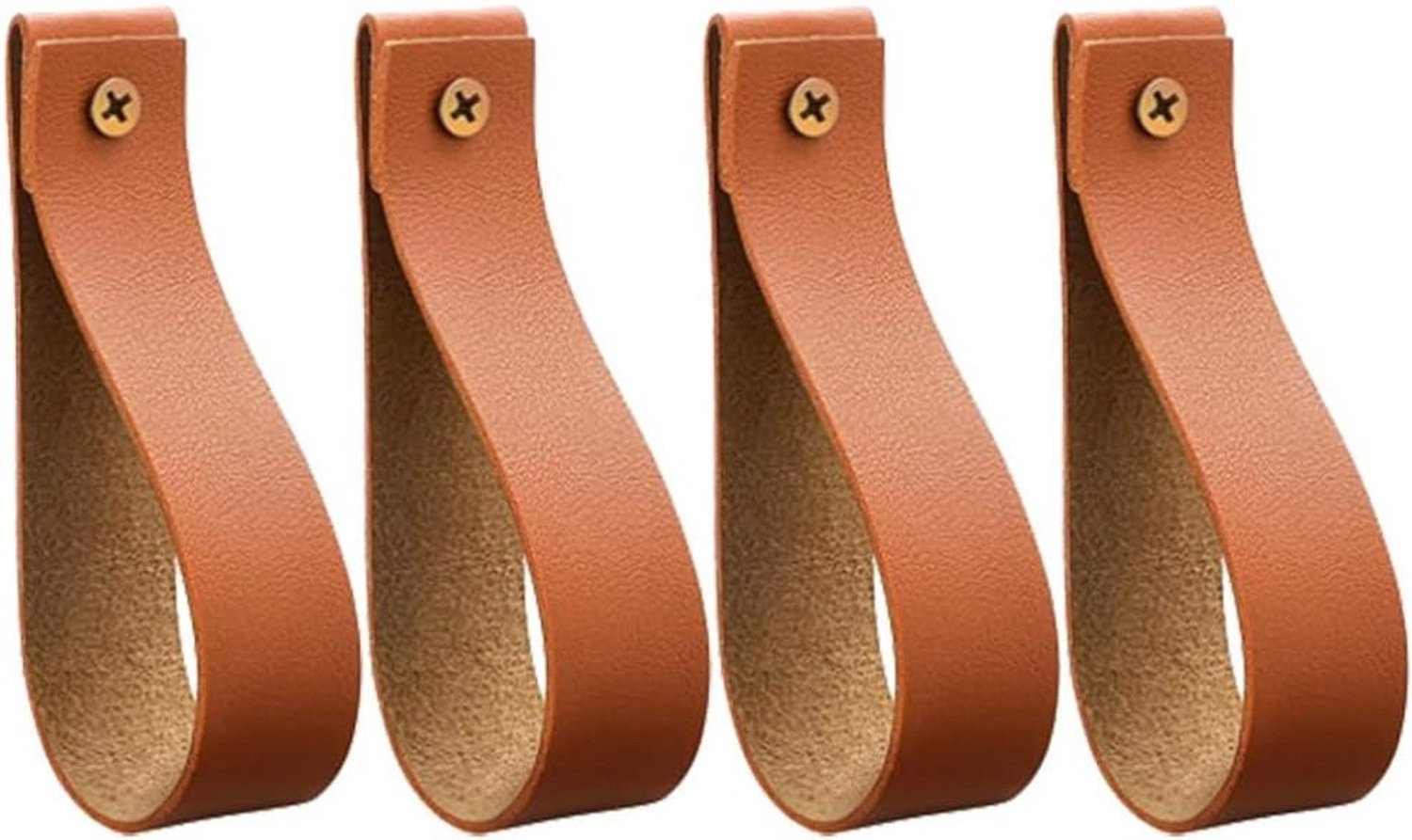 Set van 4 Wandhaken en Leren Strap voor Kleding en Accessoires, 2-in-1 Oplossing