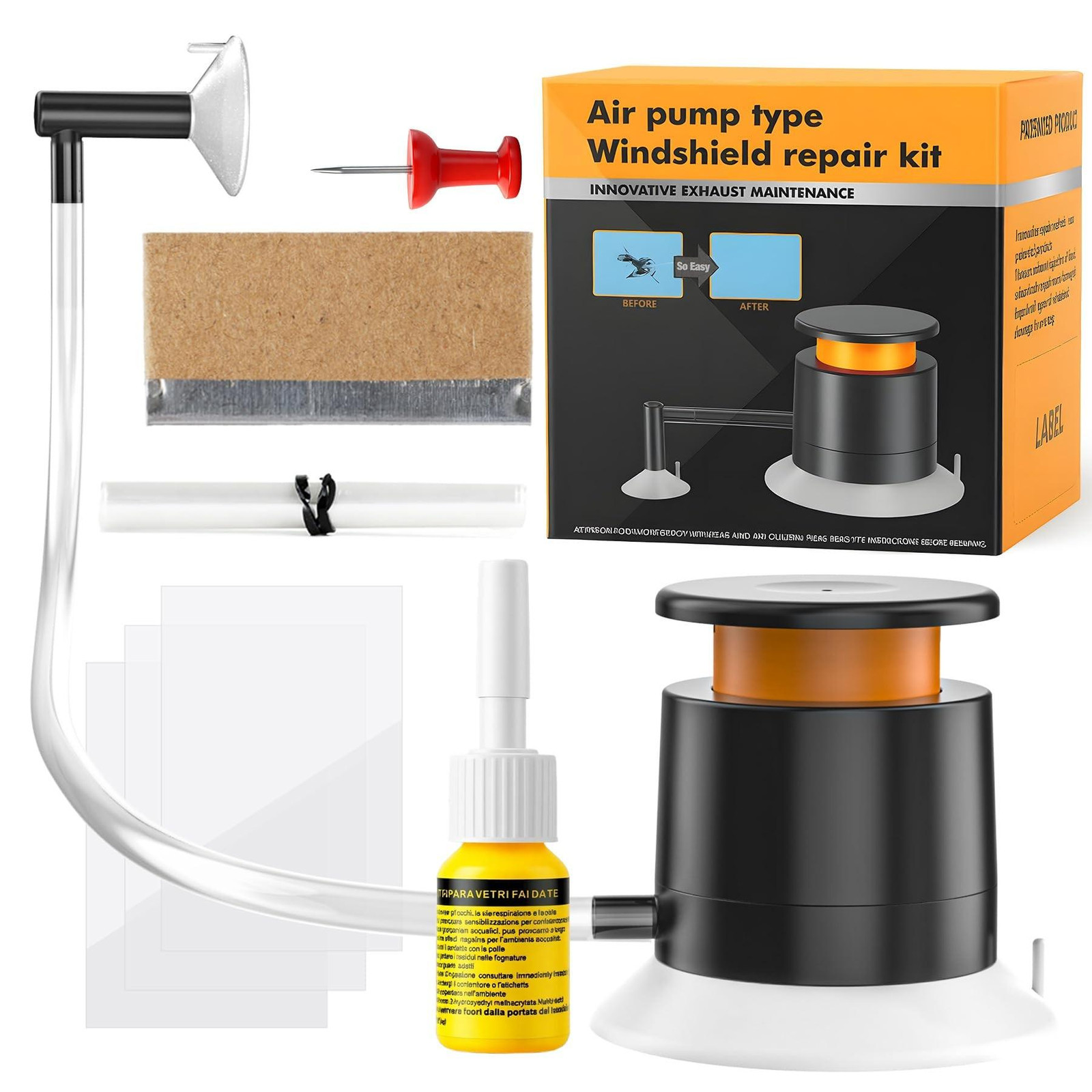 Solidchoice Universele Ruitsteen Reparatieset met Vacuümpomp