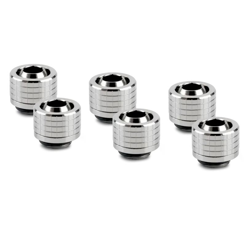 Thermal Grizzly DeltaMate Kompressions-Fitting, Messing - Gloss Nickel, ST13, 6er-Pack