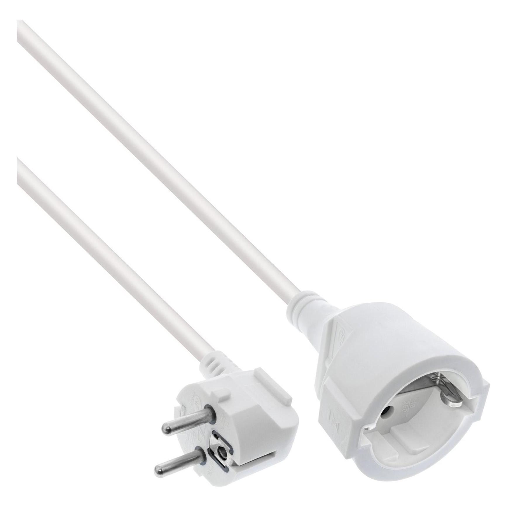 InLine Strom-Verlängerung Schutzkontakt Stecker gewinkelt / Buchse, weiss, 1,5m (1.50 m, Typ 15) (16401U)