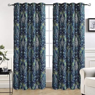 DriftAway Christopher Peacock Floral Pattern Blackout Window Curtain Grommet 2 Layers