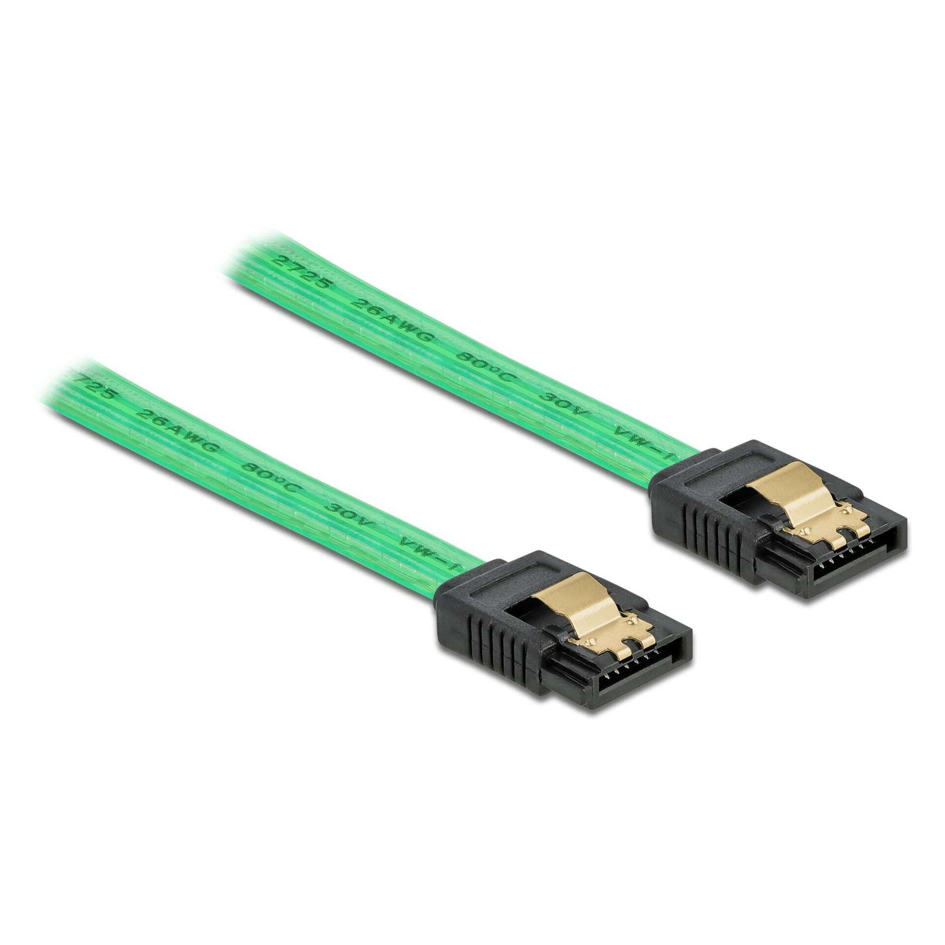 Delock SATA-Kabel UV Leuchteffekt grün 0.5 m (50 cm, SATA) (82069)