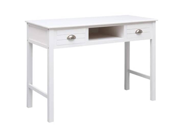 FDSAQOPT Schreibtisch Weiß 108x45x76 cm Massivholz Paulownia Massives Paulownia-Holz, 2 Schubladen, 1 offenes Fach, geräumige Arbeitsfläche, als Konsolentisch, Computertisch,
