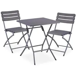 Relaxdays Balkonmöbel Set 3-teilig in Holzoptik Grau