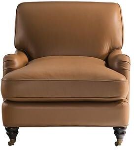 Janelle Leather Chair - Sage Leather, Sage Flannel - Ballard Designs
