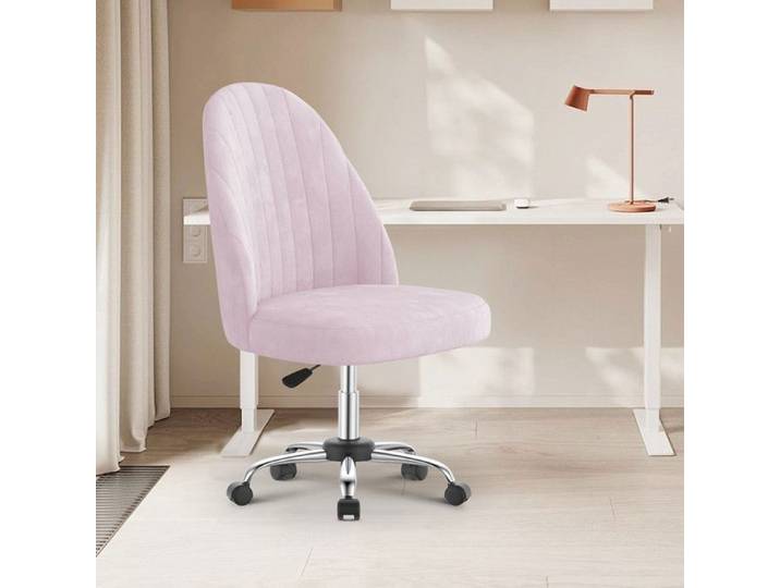 Chaise de bureau avec Dossier en Velours chaise coiffeuse Pivotant Réglable Avec roulettes pour Coiffeuse Chambre bureau Rose