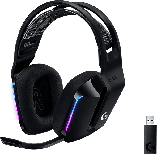 REACONDICIONADO Seminuevo Muy bueno Auriculares gaming - Logitech G733, De diadema, Inalámbricos, Micrófono, PC/Mac/PS, Hasta 29h, Negro